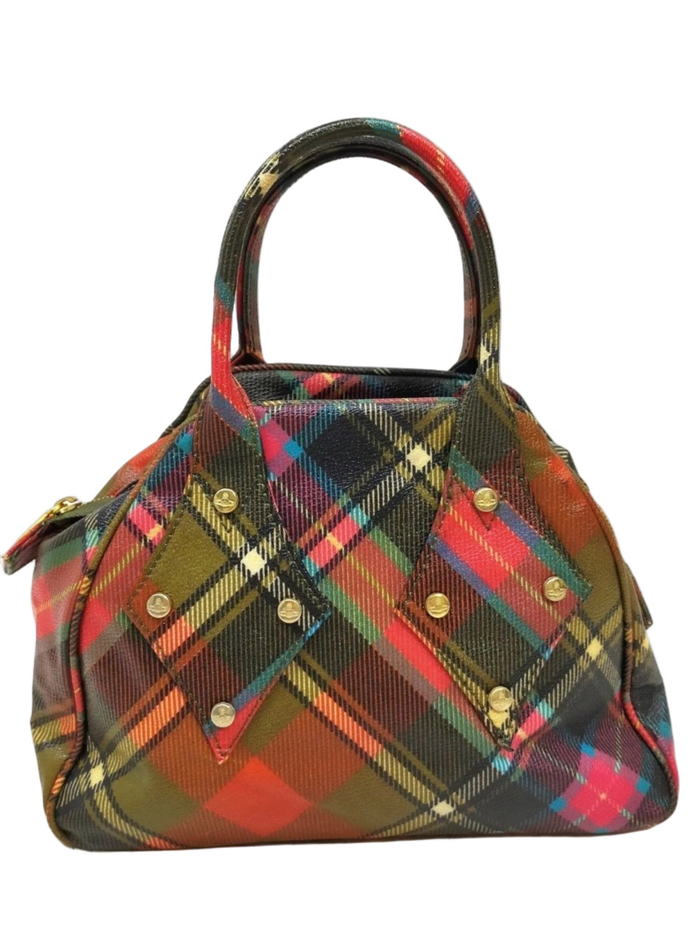 Vivienne Westwood Multicolor Plaid Satchel - Red, Green, Blue & Gold Accents